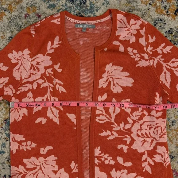 Daniel Rainn Women’s Orange Floral Cardigan Size Small - Picture 9 of 11